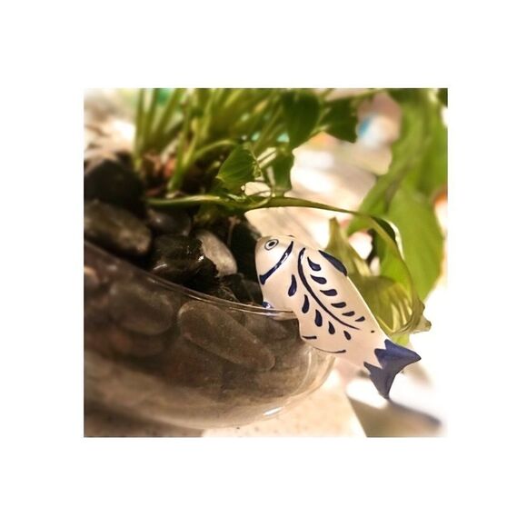 Opalhouse 4” Ceramic Fish Pot Percher🐟 white&blue - Picture 3 of 9